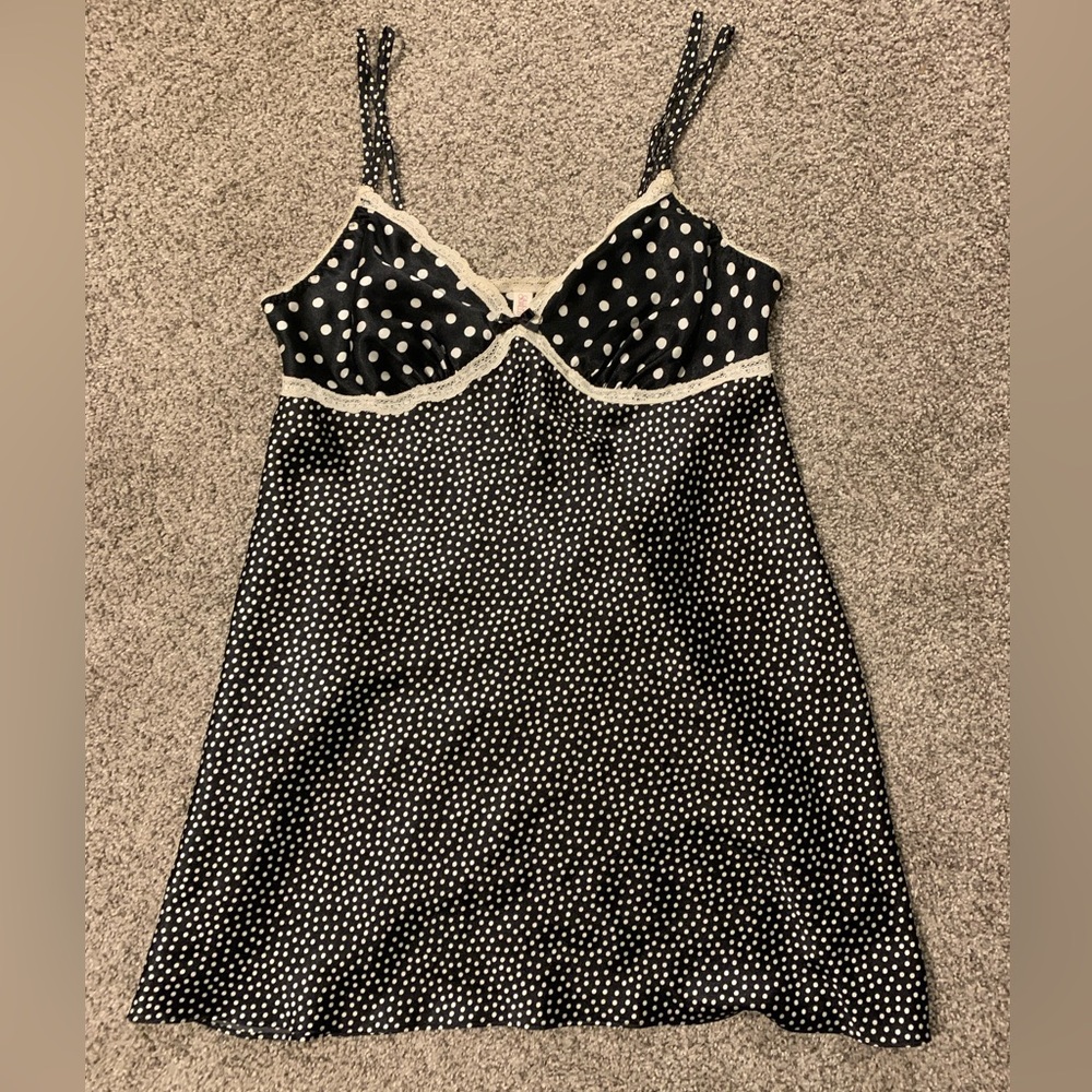 Black and White Chemise with Polka Dots